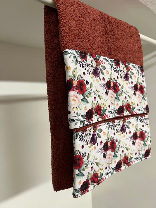 Serviette de Bain 1+1 avec Bordure en Impression Digitale Florale 07