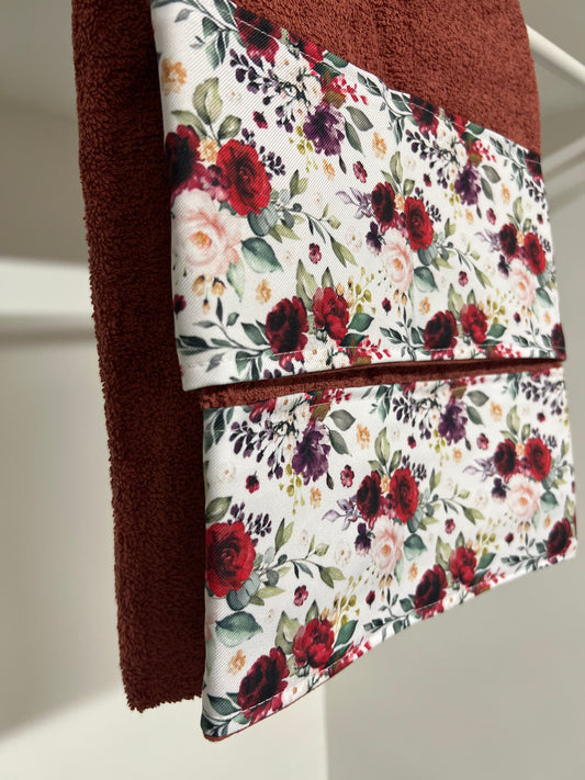 Serviette de Bain 1+1 avec Bordure en Impression Digitale Florale 07