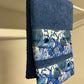 1+1 Bath Towel with Blue Digital Print Ruffle