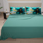 Lenzuola in Cotone, Completo Letto con Federe in Stampa Digitale Marble Flower 09 Ottanio