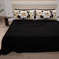 Lenzuola in Cotone, Completo Letto con Federe in Stampa Digitale Flower Ceramic Nero