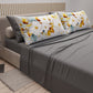 Lenzuola in Cotone, Completo Letto con Federe in Stampa Digitale Flower Ceramic 01 Grigio