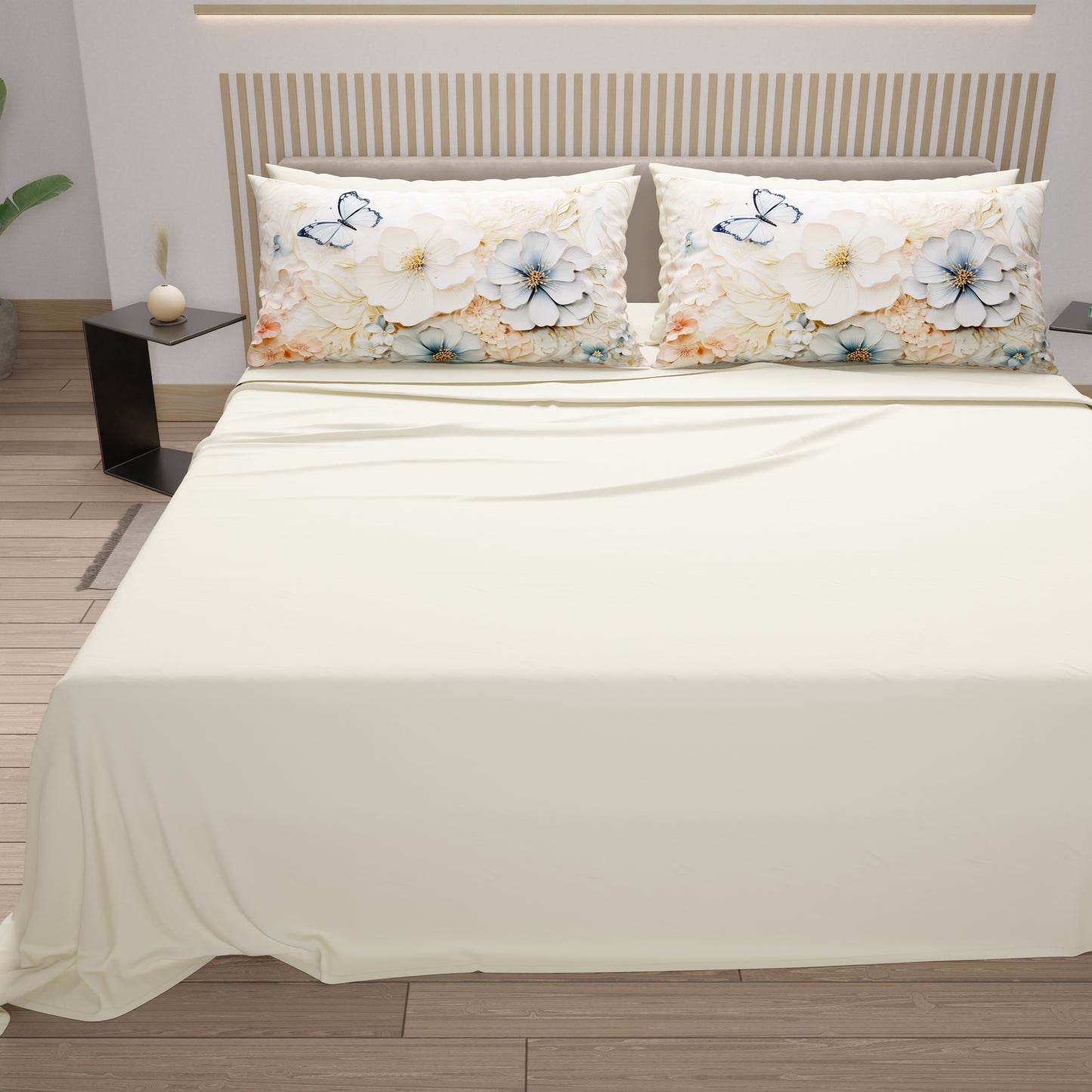 Lenzuola in Cotone, Completo Letto con Federe in Stampa Digitale Mariposa