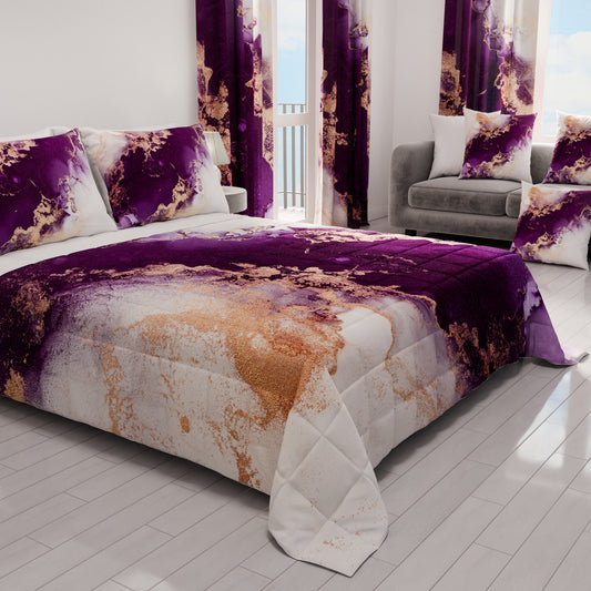 Trapuntino Copriletto Primaverile Autunnale in Stampa Digitale Marble 01 Viola