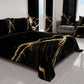 Spring Autumn Bedspread Quilt in Black Marble Digital Print