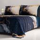 Spring Autumn Bedspread Quilt in Marble Blue Digital Print