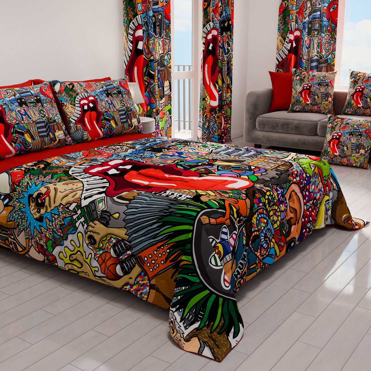 Spring Autumn Bedspread Quilt in Murals Digital Print 