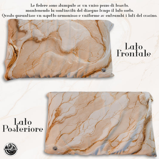 Paire de Taies d'Oreiller Élégantes Effet Marbre Beige