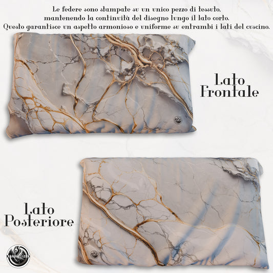 Paire de Taies d'Oreiller Élégantes Effet Marbre Gris Clair