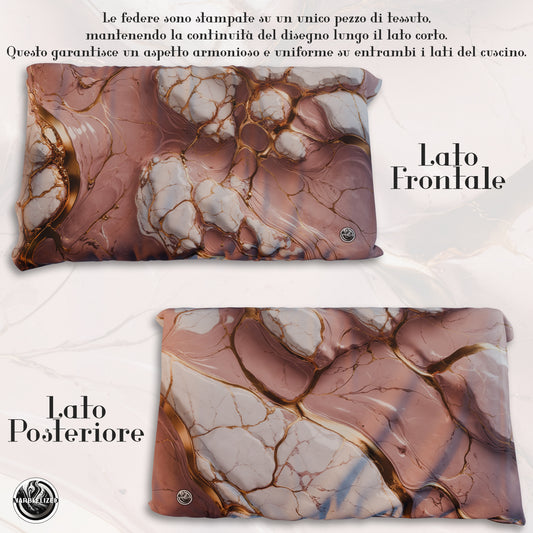 Paire de Taies d'Oreiller Élégantes Effet Marbre Mauve