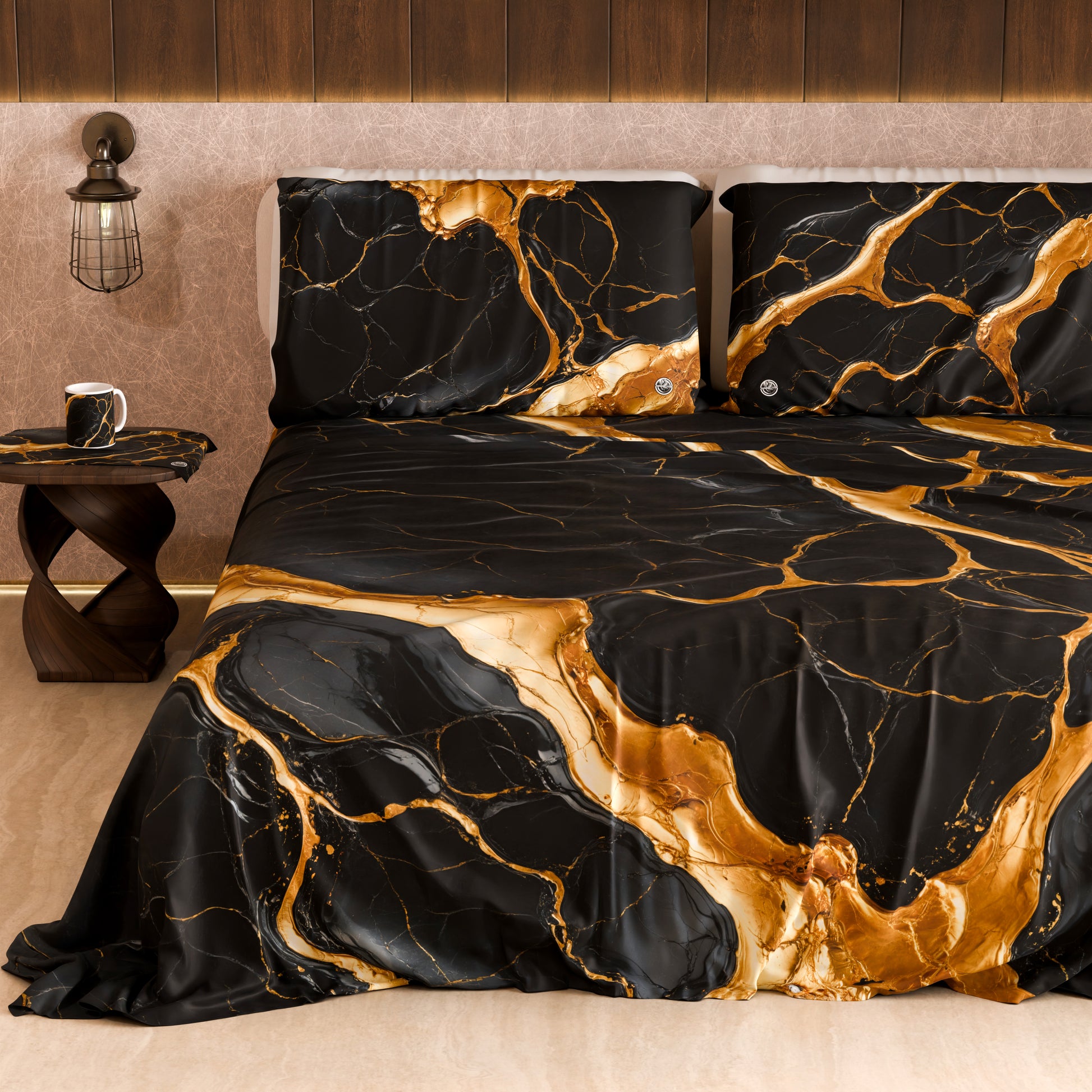 PERFEMET Set di biancheria da letto con stampa effetto marmo acquerello PERFEMET Set di biancheria da letto con stampa effetto marmo acquerello