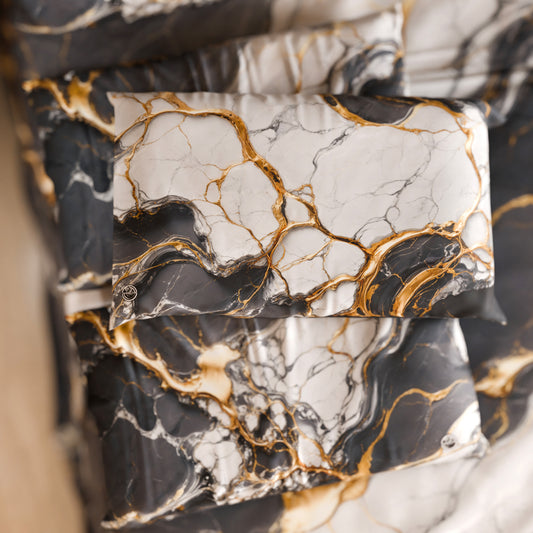 Paire de Taies d'Oreiller Élégantes Effet Marbre Gris Foncé