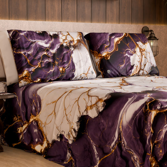 Paire de Taies d'Oreiller Élégantes Effet Marbre Violet