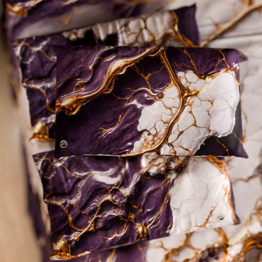 Paire de Taies d'Oreiller Élégantes Effet Marbre Violet