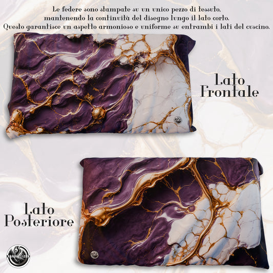 Paire de Taies d'Oreiller Élégantes Effet Marbre Violet