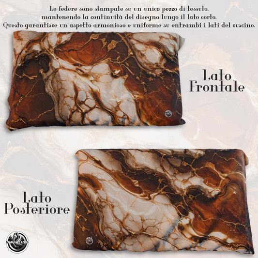 Paire de Taies d'Oreiller Élégantes Effet Marbre Marron