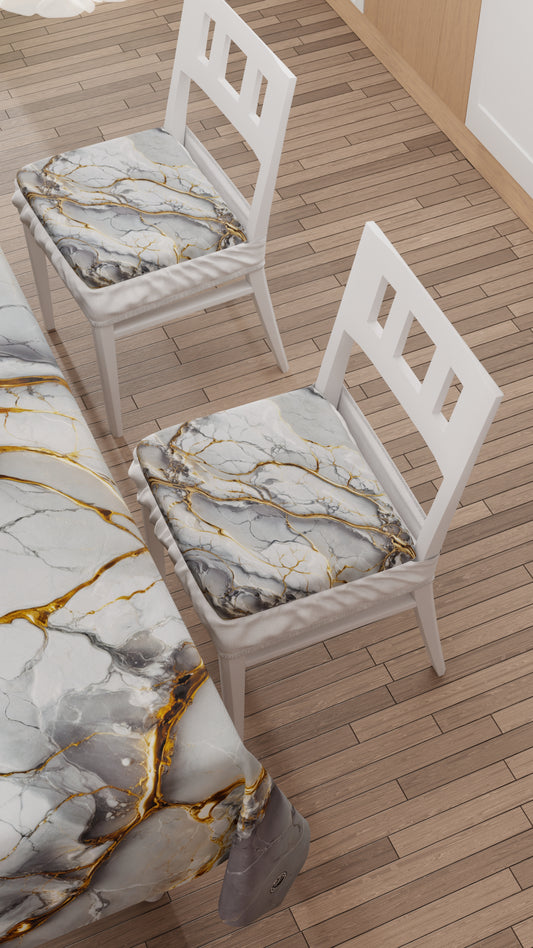 Coussins pour chaises avec élastique Housse de chaise effet marbre gris clair - GRAFYLUX