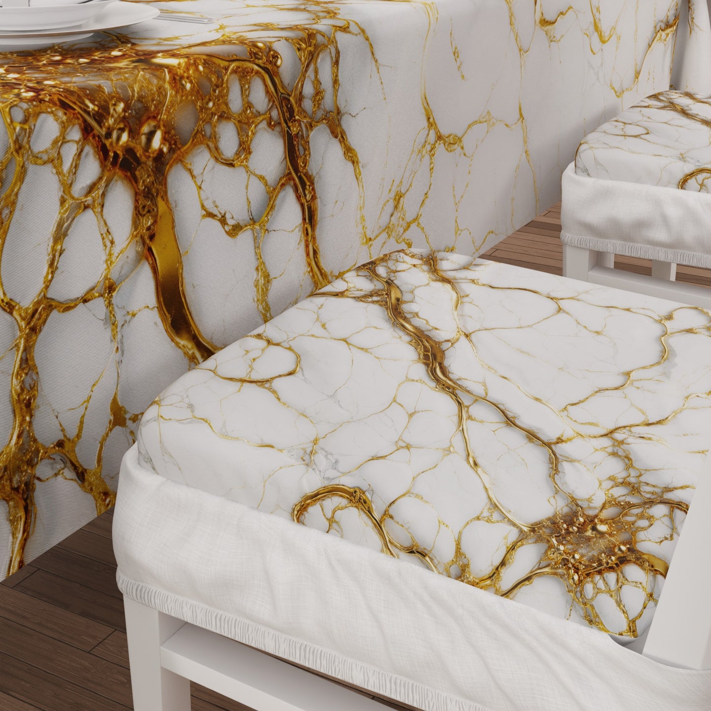 Coprisedia con Elastico Effetto Marmo Bianco | Set 2 o 6 Pz | PETTI