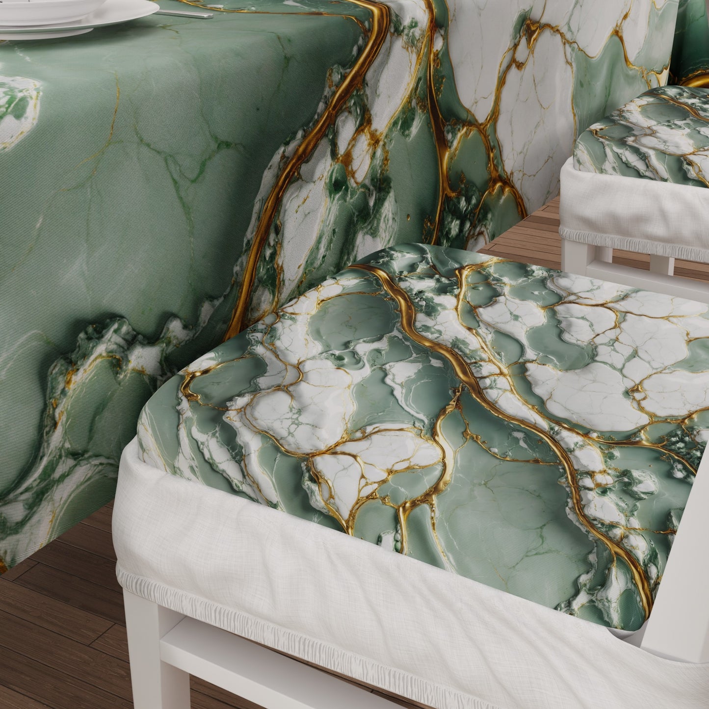 Coprisedia con Elastico Effetto Marmo Salvia Verde | Set 2 o 6 Pz | PETTI