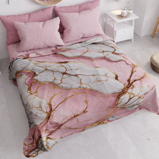 Copriletto Estivo, Coperta Leggera, Lenzuola Copriletto Effetto Marmo Rosa - PINKERELLE