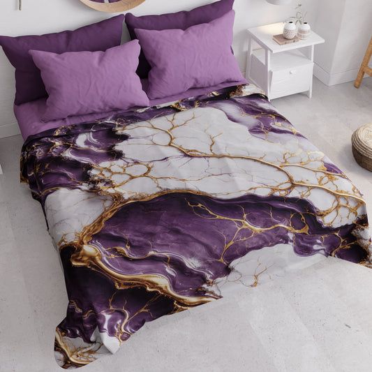 Copriletto Estivo, Coperta Leggera, Lenzuola Copriletto Effetto Marmo Viola - VIOLETRIC