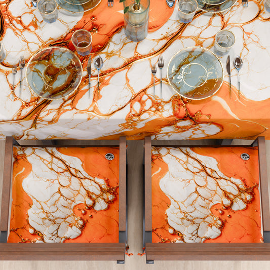 Coussins pour Chaises de Cuisine Élégants Effet Marbre Orange - AURANGE