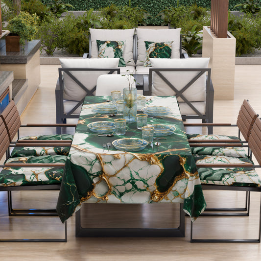 Nappe anti-taches effet marbre élégante émeraude - ESMERAUR