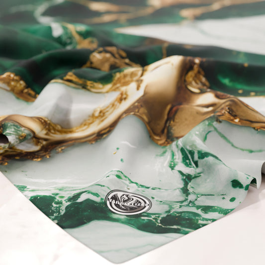 Nappe anti-taches effet marbre élégante émeraude - ESMERAUR