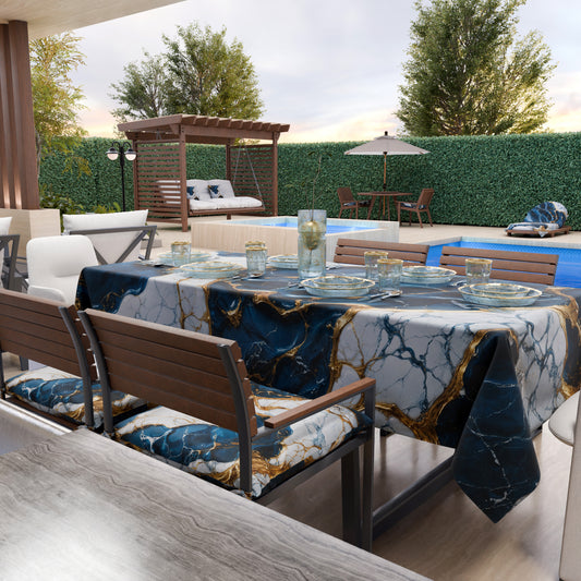 Nappe anti-taches effet marbre élégante bleu océan - OCEAGLINT