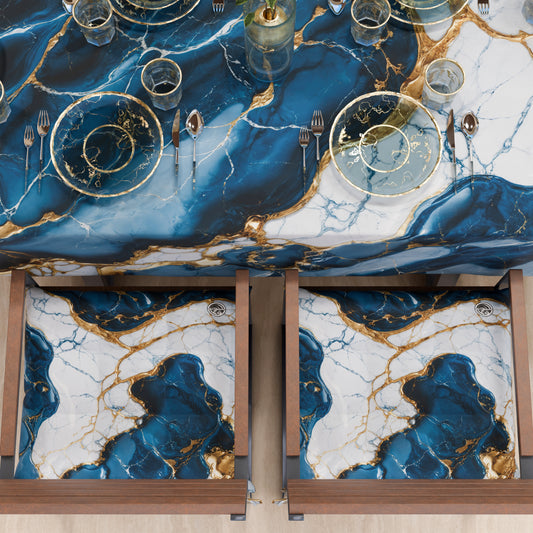 Coussins pour Chaises de Cuisine Élégants Effet Marbre Bleu Océan - OCEAGLINT