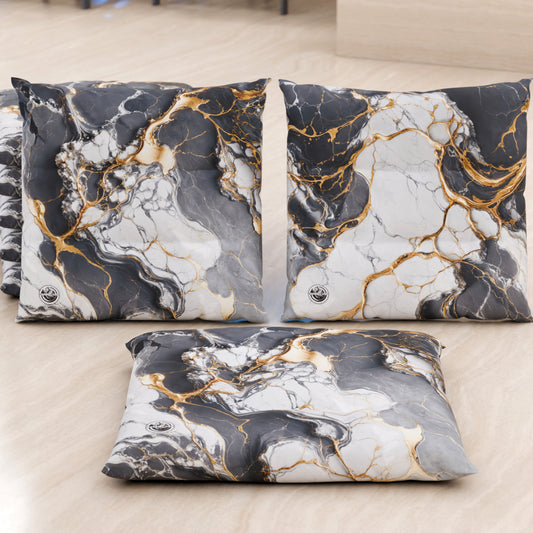 Coussins pour Chaises de Cuisine Élégants Effet Marbre Gris Foncé - SMOKITE