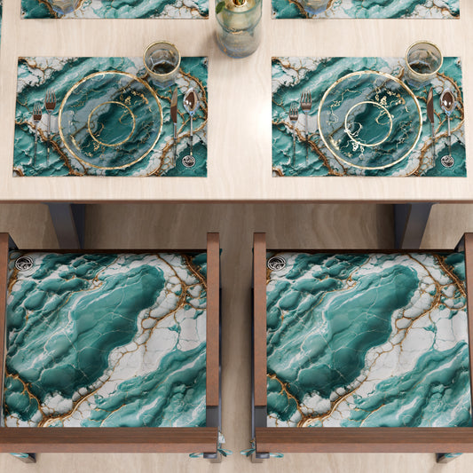 Sets de Table Américains Élégants Effet Marbre Aigue-marine - AQUATIQUE