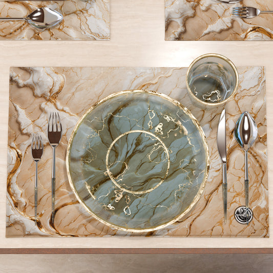 Sets de Table Américains Élégants Effet Marbre Beige - DORACREAM