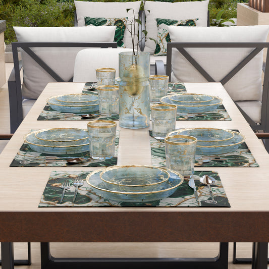 Sets de Table Américains Élégants Effet Marbre Émeraude - ESMERAUR