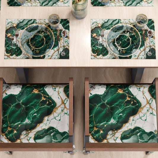 Sets de Table Américains Élégants Effet Marbre Émeraude - ESMERAUR