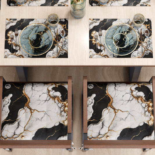 Sets de Table Américains Élégants Effet Marbre Noir Blanc - GILDENITE