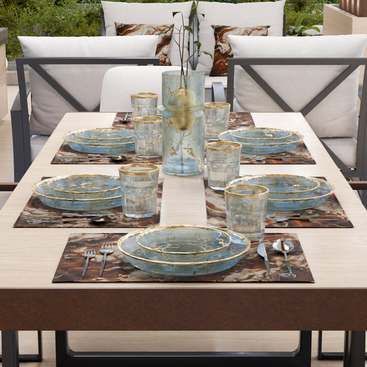 Sets de Table Américains Élégants Effet Marbre Marron - MOCHACCINO