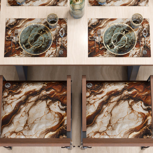 Sets de Table Américains Élégants Effet Marbre Marron - MOCHACCINO