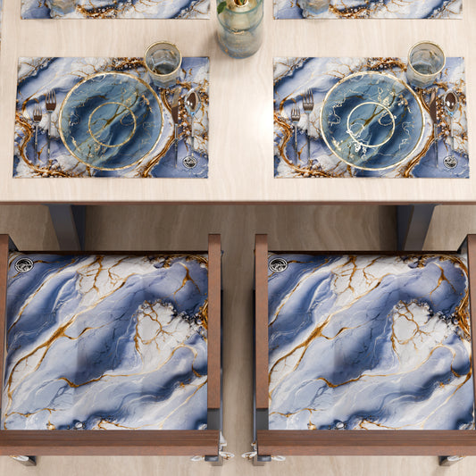 Sets de table américains élégants effet marbre indigo - PERIWINKY