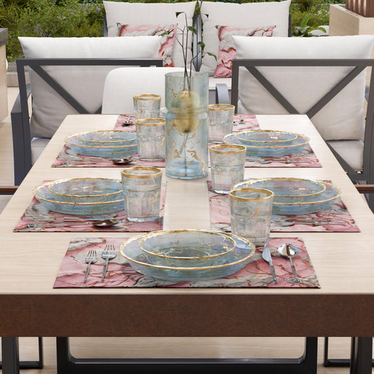 Sets de table américains élégants effet marbre rose - PINKERELLE