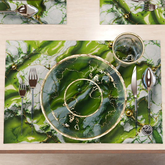 Sets de table américains élégants effet marbre vert - PISTACHIUS
