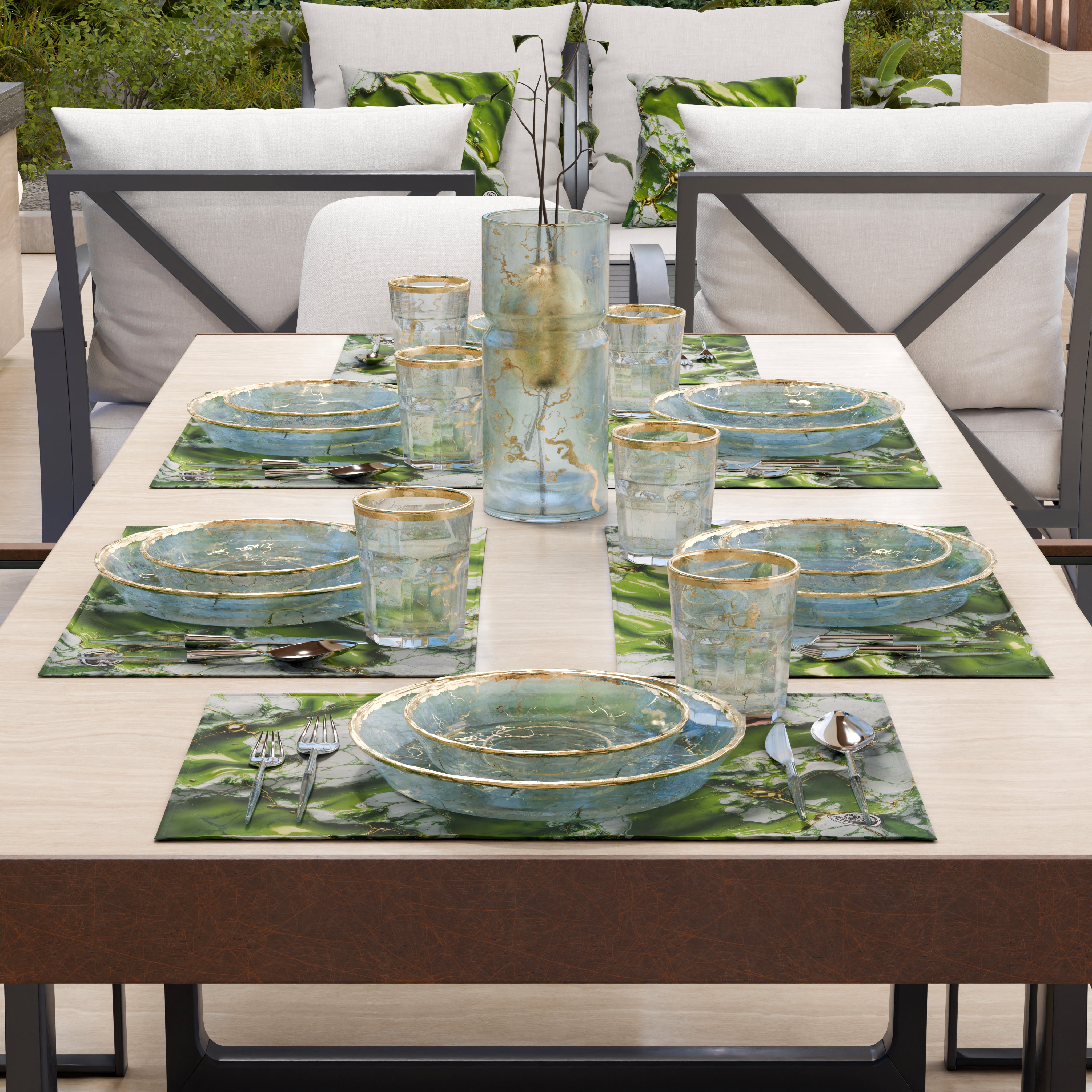 Tovagliette Americane Ovali Con Strass Argentati – Set Da 4 Pezzi, Eleganti Per Matrimoni E Cene, 38x22 Cm