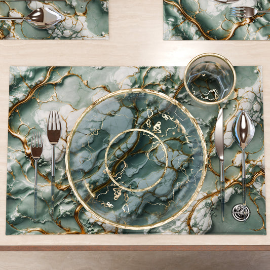Sets de table américains élégants effet marbre sauge - SALVOR