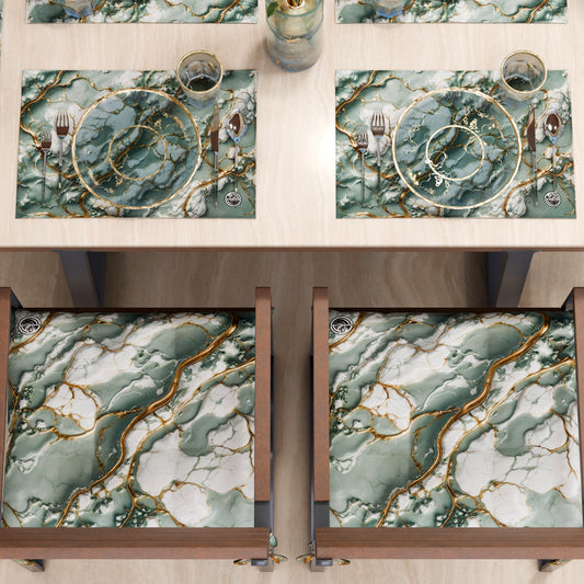 Sets de table américains élégants effet marbre sauge - SALVOR