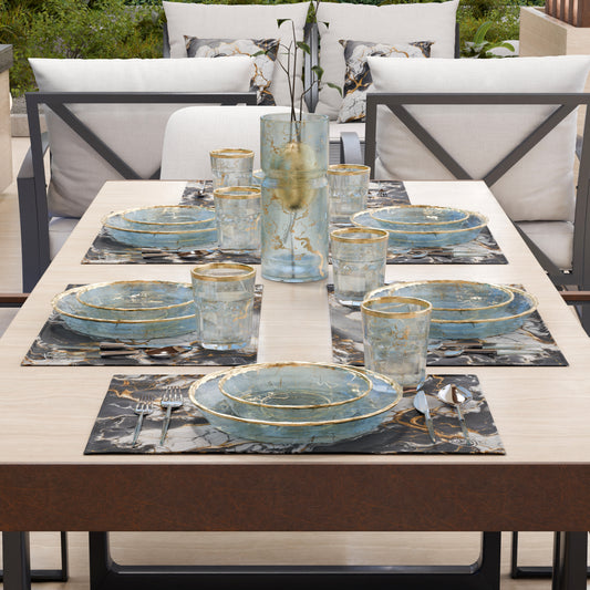 Sets de table américains élégants effet marbre gris foncé - SMOKITE