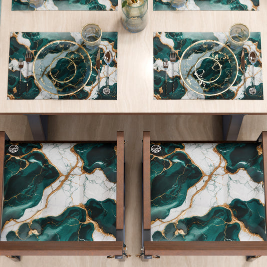 Sets de table américains élégants effet marbre bleu canard - TEALGEM