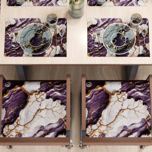 Sets de table américains élégants effet marbre violet - VIOLETRIC