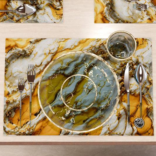 Sets de table américains élégants effet marbre jaune - YELLOOOWW