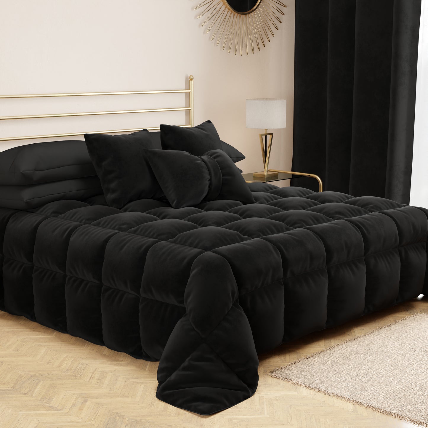 Cuscino Arredo Fiocco in Velluto 40x50 cm, Cuscino divano Nero