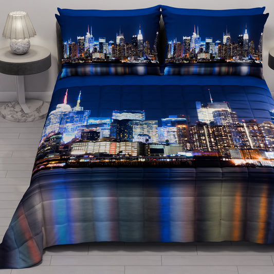 New York Digital Print Spring Autumn Bedspread Quilt